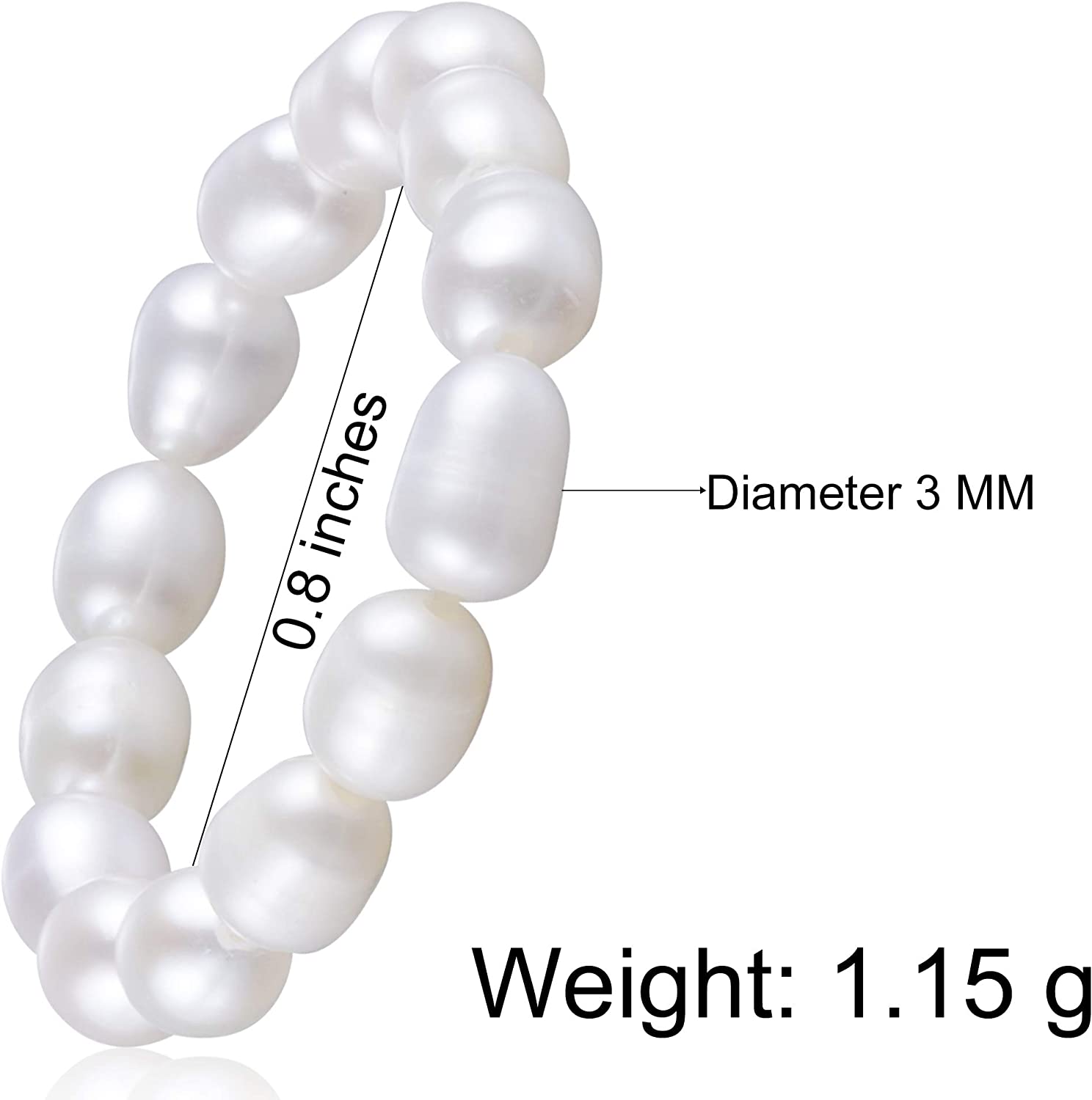 InzheG Stretch Freshwater Pearl Rings with 14k gold plated Beaded Adjustable Stackable rings Holiday Gift for Women Girls - Image 2